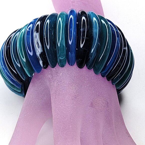 Aqua Blue Stretch Bracelet - Picture 2 of 11